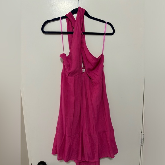 HOT PINK CROSS HALTER NECK DRESS - SIZE S - Picture 5 of 5